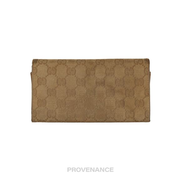 🔴 Gucci Long Wallet - GG Canvas Brown Studded - Picture 2 of 10